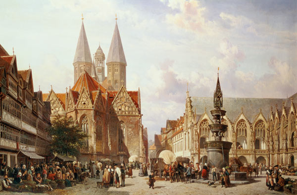 Market Scene at Braunschweig à Cornelius Springer