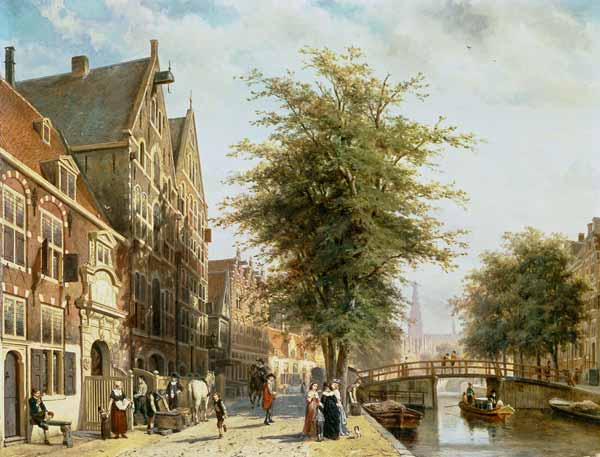 The Oude Zijds Voorburgwal in Amsterdam à Cornelius Springer