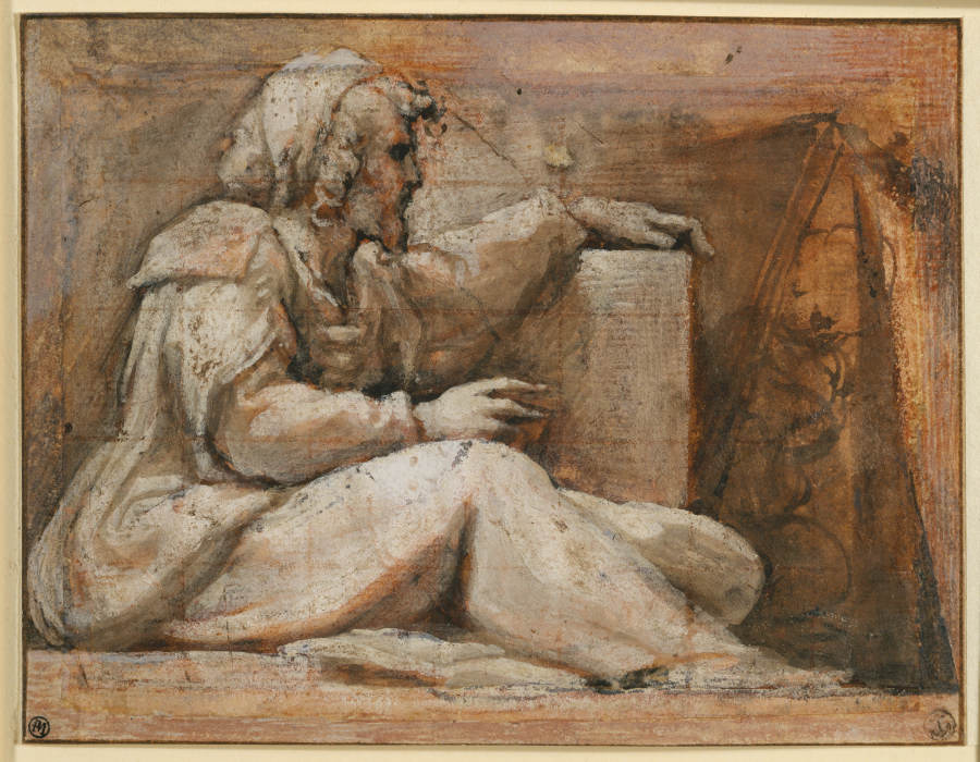 Seated Prophet with Book, facing right à Correggio
