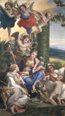 Allegory of the Virtues, c.1529-30 (tempera on canvas) à alias Antonio Allegri Correggio (alias Le Corrège)