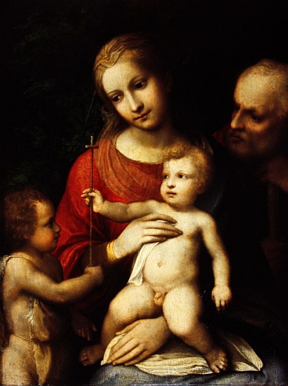 The Virgin and Child surrounded St John the Baptist and St Joseph à alias Antonio Allegri Correggio (alias Le Corrège)