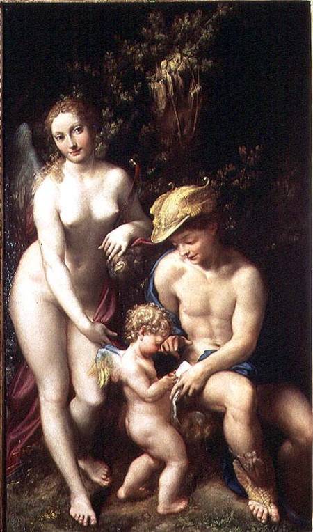 Venus with Mercury and Cupid ('The School of Love') à alias Antonio Allegri Correggio (alias Le Corrège)
