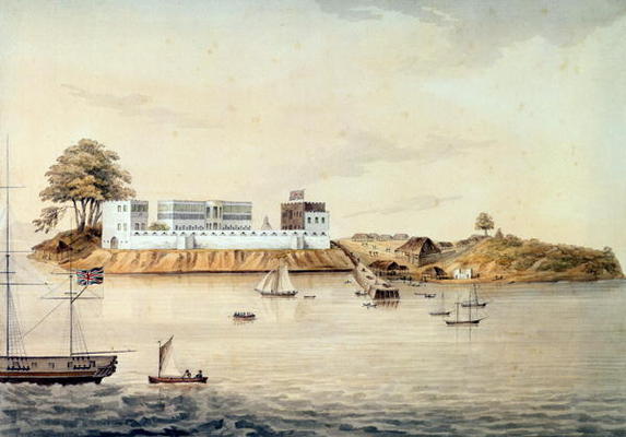 Bance Island, River Sierra Leone, Coast of Africa, Perspective Point at 1, c.1805 (w/c on artists' p à Corry