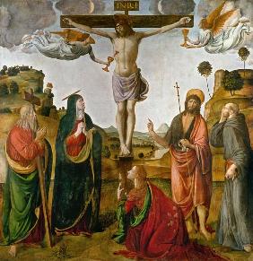 Crucifixion du Christ avec Marie et Saint-Jean, Marie-Madeleine, Andreas et François