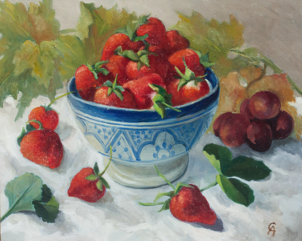 Strawberries in a Blue Bowl à Cristiana  Angelini