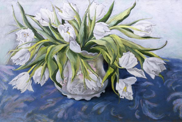 White Tulips (pastel on paper)  à Cristiana  Angelini
