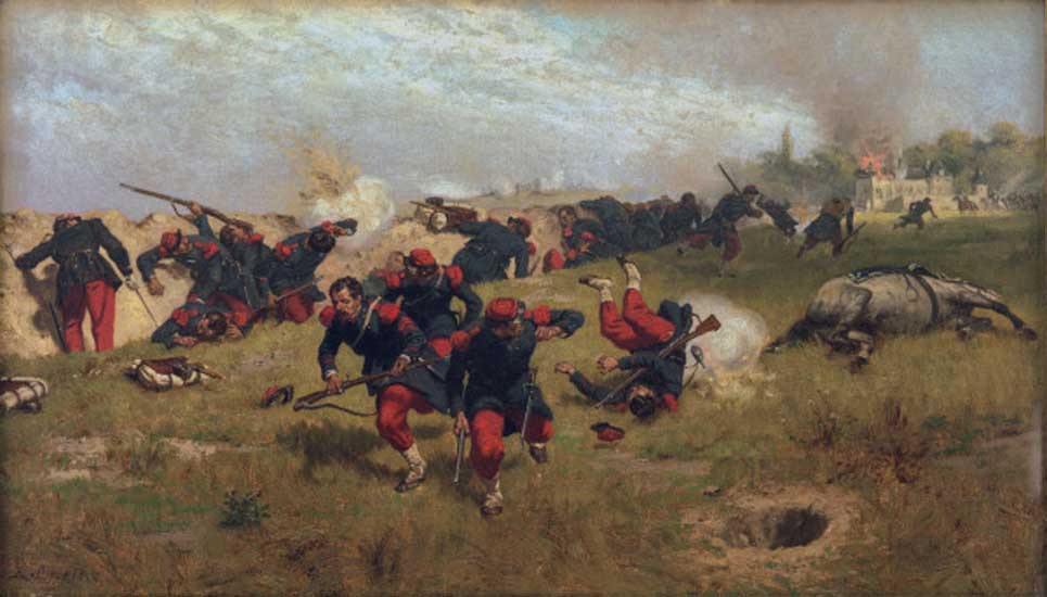 Frz. Infanterie unter Beschuss à Crofts Ernst