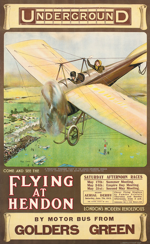 'Flying at Hendon', an advertising poster à Cyrus Cuneo