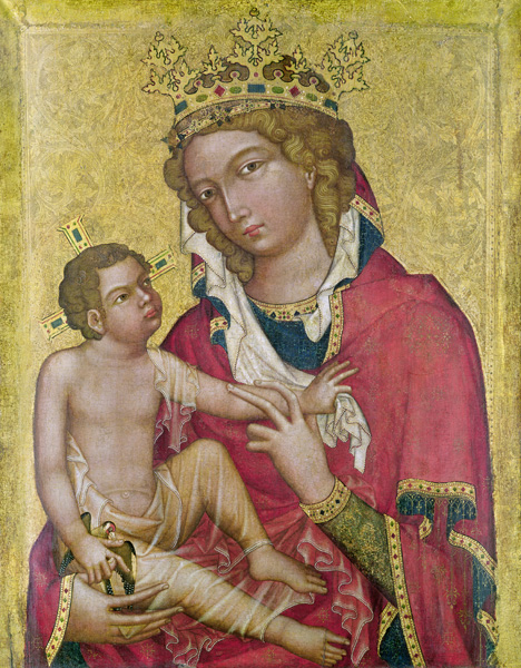 Virgin and Child, c.1350 (marouflage & tempera on panel) à École tchèque