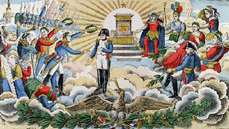 Apotheosis of Napoleon I (1769-1821) (coloured engraving)