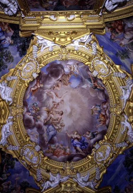 The 'Sala di Apollo' (Hall of Apollo) detail of ceiling decoration depicting Cosimo I de'Medici (151 à da Cortona, Pietro (alias Pietro Berrettini)