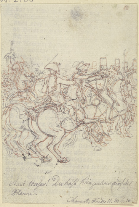 Eine Gruppe von Soldaten zu Pferde, nach rechts sprengend à Daniel Chodowiecki
