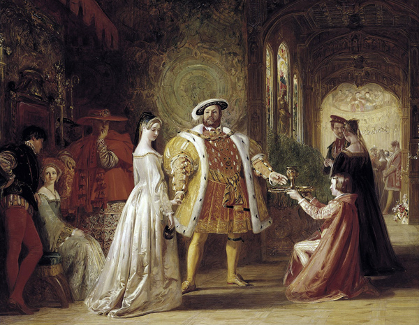 First meeting of Henry VIII and Anne Bol - Daniel Maclise en reproduction  imprimée ou copie peinte à l'huile sur toile