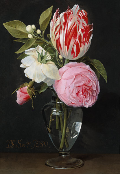 Flowers in a glass vase à Daniel Seghers