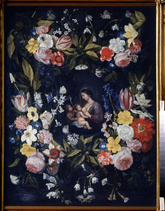 Floral Wreath with Madonna and Child à Daniel Seghers