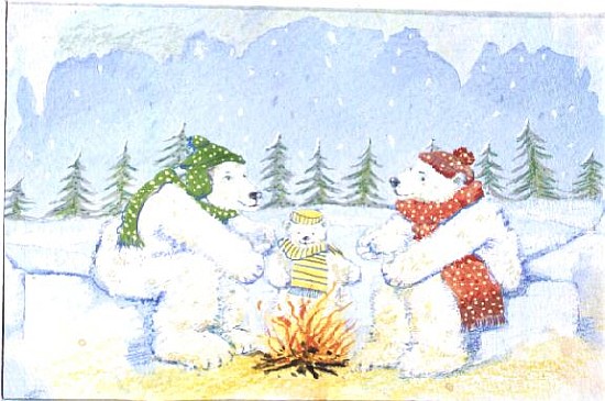 Polar Bears around the Camp Fire  à David  Cooke