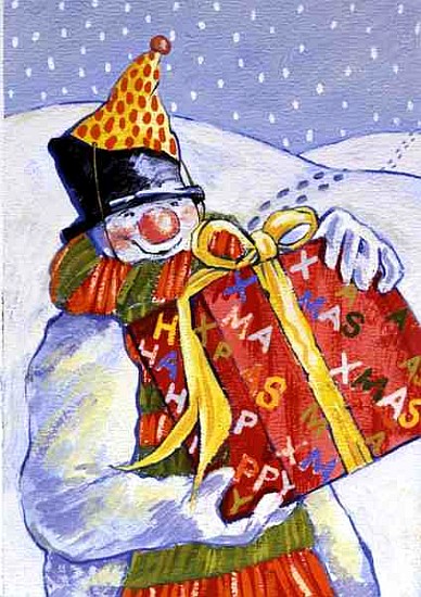 Snowman Delivering Presents, 1999 (gouache on paper)  à David  Cooke