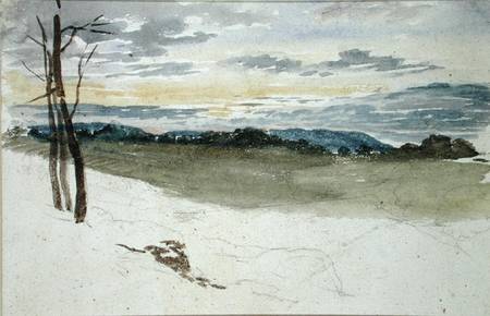 A Woodland Landscape at Sunset (pencil and w/c on paper) à David Cox