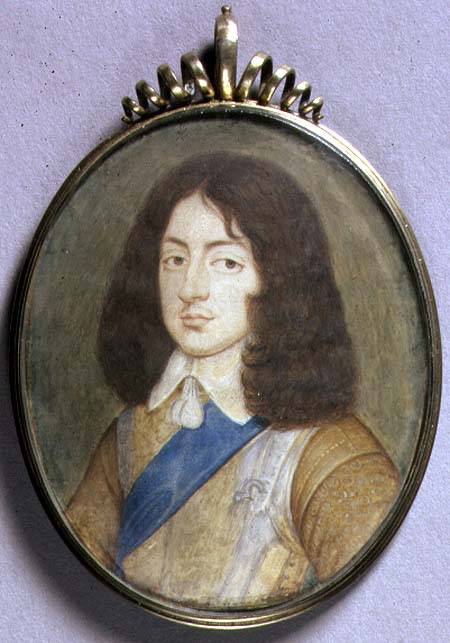 Portrait Miniature of Charles II (1630-85) 1650 (w/c on vellum) à David Des Granges