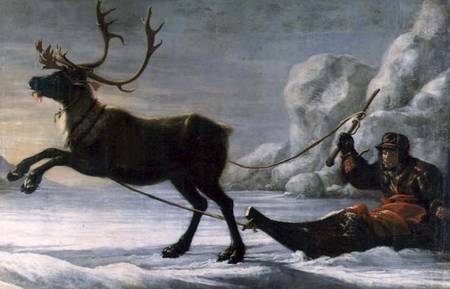 Abraham Renstirna Dressed as a Lapp and his Reindeer à David Klocker Ehrenstrahl