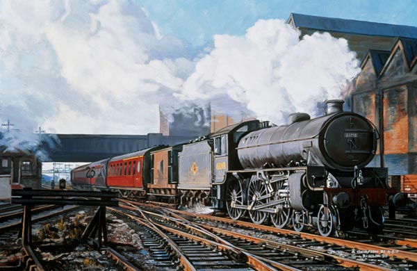 A ''Thompson'' B1 Class Moving Empty Stock on a Cold February Morning, 1998 (oil on canvas)  à David  Nolan