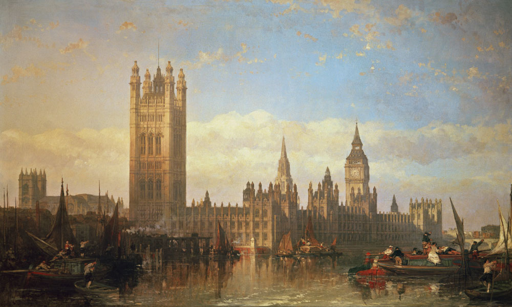New Palace of Westminster from the River Thames à David Roberts