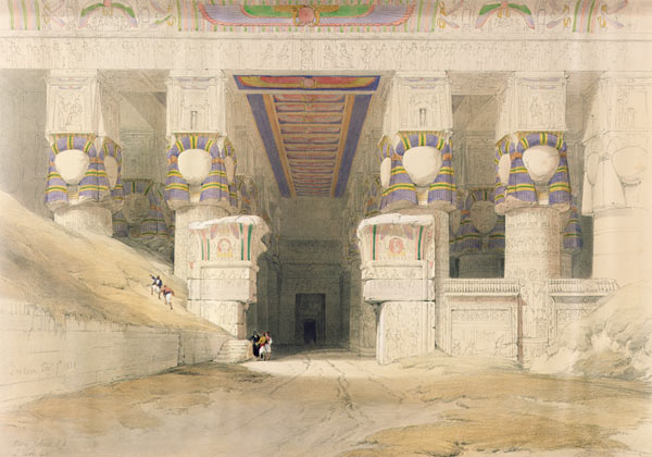 Facade of the Temple of Hathor, Dendarah, from ''Egypt and Nubia''; engraved by Louis Haghe (1806-85 à David Roberts
