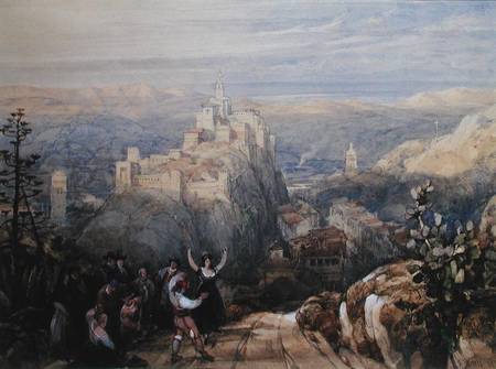 The Town and Castle at Loja, Spain à David Roberts