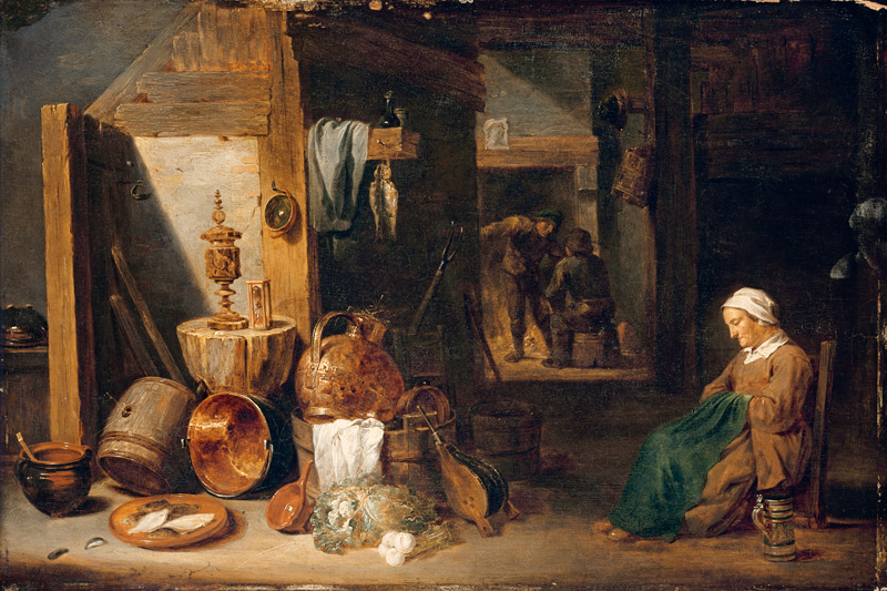 D.Teniers, Interior with a Woman. à David Teniers