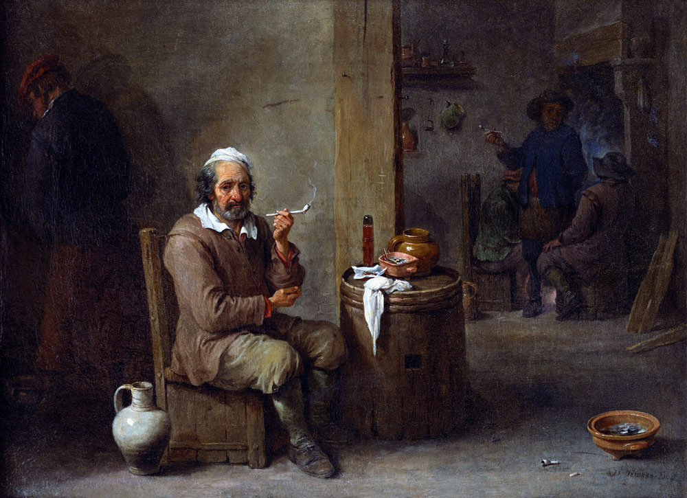 Rauchender Bauer in einem Wirtshaus. à David Teniers
