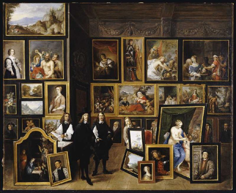 Der Erzherzog Leopold Wilhelm mit dem Künstler und anderen Personen in seiner Galerie. à David Teniers