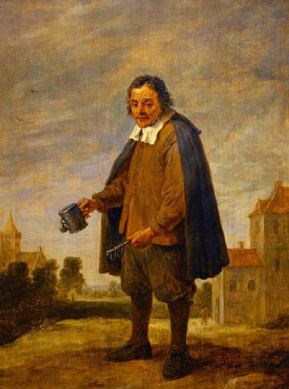 Der Sammler mit einer Rassel in der Hand à David Teniers