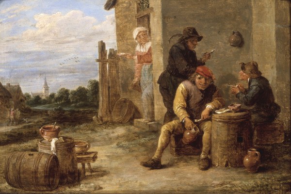 D.Teniers, Three Boors smoking. à David Teniers