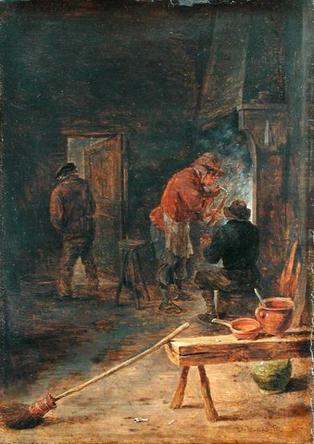 Farmers around a Fireplace à David Teniers