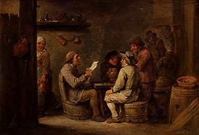 Groupe lisant dans l'auberge à David Teniers