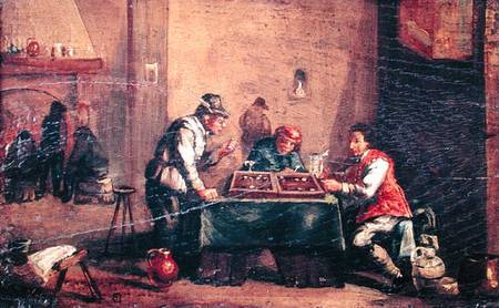 Men Playing Backgammon in a Tavern à David Teniers