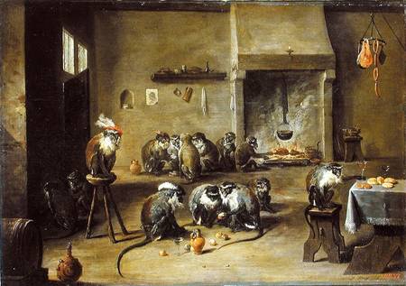 Monkeys in a Kitchen à David Teniers