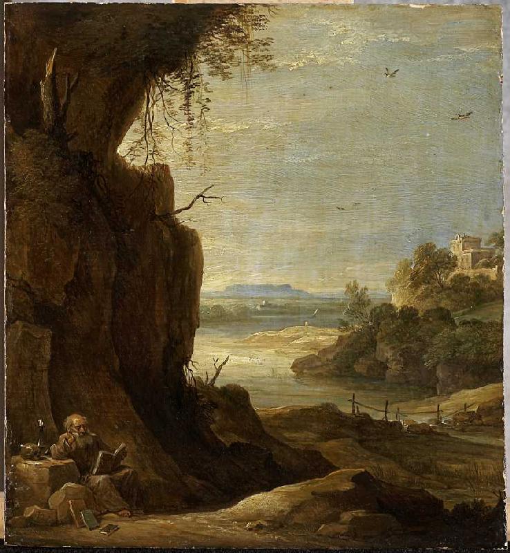 Südliche Landschaft mit Antonius dem Einsiedler. à David Teniers