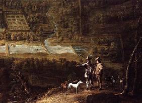 Landscape with sportsmen