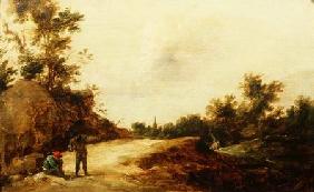 Landscape with Travellers (one of a pair)