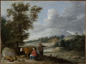 Landscape with Milkmaid and Shepherd