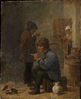 Two Smoking Peasants at the Coal Fire