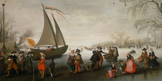 Skaters and a golf party on the ice à David Vinckboons