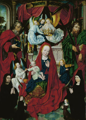 Maria mit Kind, Aposteln und Stifterfamilie à Derick Baegert