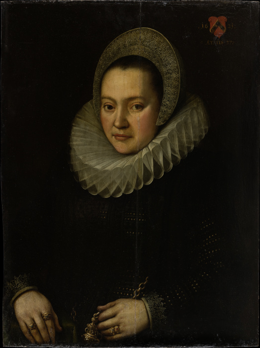 Portrait of a Woman aged 37 à Maître d'Allemagne de 1621