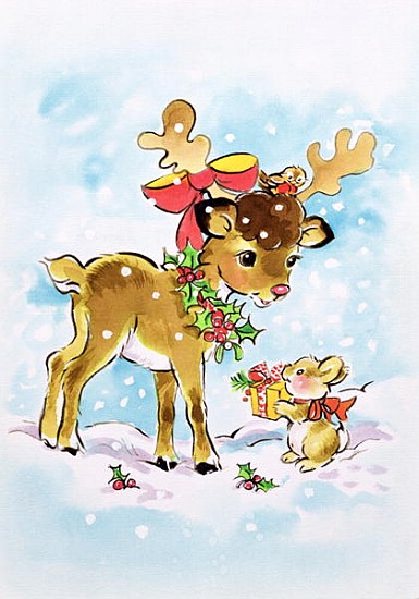 Christmas Reindeer and Rabbit  à Diane  Matthes
