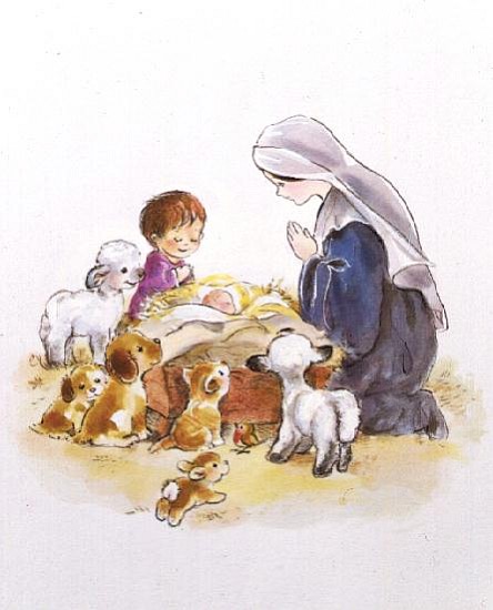 Little Friends with Mary and Jesus  à Diane  Matthes