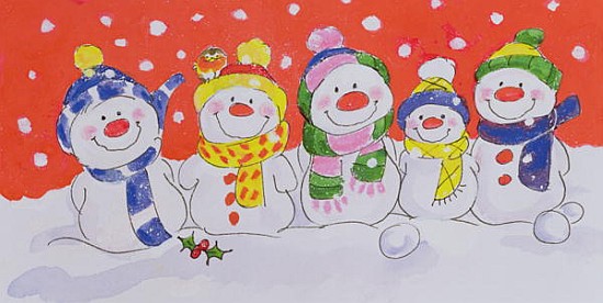 Snow Family (w/c and ink on paper)  à Diane  Matthes