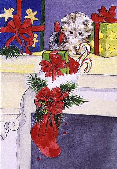 The Kitten and the Christmas Stocking  à Diane  Matthes