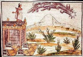 Montezuma II (1466-1520) watching a comet